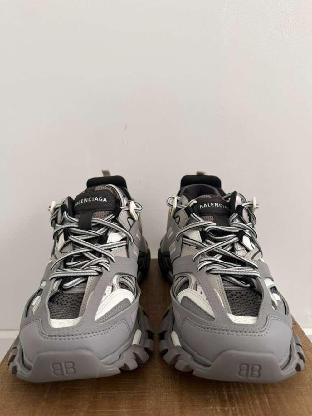 Balenciaga Grey and Black Layered Track Sneakers